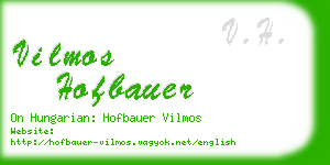 vilmos hofbauer business card